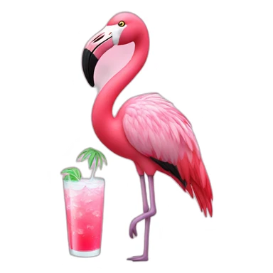 flamingo with a drink sticker