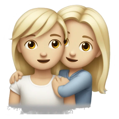 Little white sister with blonde hair hugging white brother with brown hair sticker