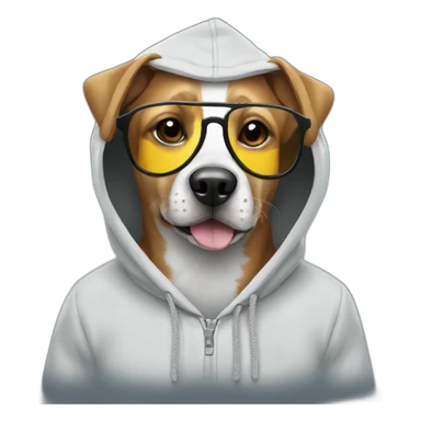 Dog with a hoodie with cool glasses  sticker