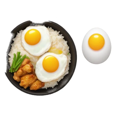 chicken thigh rice bowl with two eggs sticker
