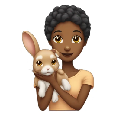 black woman holding floppy eared tan rabbit cute sticker