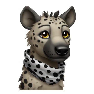 A hyena with a black and white neck scarf sticker