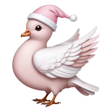 light pink beautiful magestic dove wearing light pink and white christmas hat  sticker