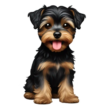 Black Yorkiepoo sticking his tongue out  sticker