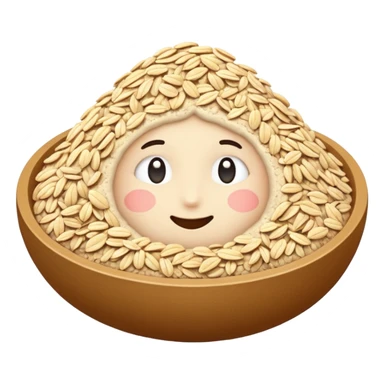 oat flour soft mound or scatter fine pale beige powdery matte texture with a few rolled oats blended in no extras apple emoji style soft lighting transparent background emoji scale sticker