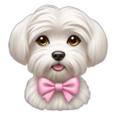 Maltese dog pink bow sticker