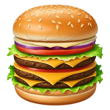 single cheeseburger with ketchup, onion, tomato, lettuce, and mayo sticker