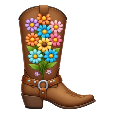 Create a singular cowboy boot filled with flowers sticker