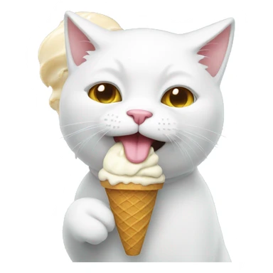 White cat eating ice cream  sticker