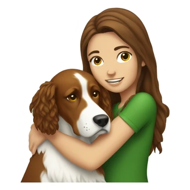 Brunette white girl hugging an irish setter dog sticker
