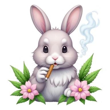 Bunny smoking marijuana with a spring flower theme sticker