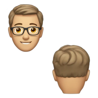 mature man with short brown hair styled without parting and glasses sticker