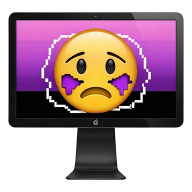 make a computer screen with a error emoji no face like a glitch sticker