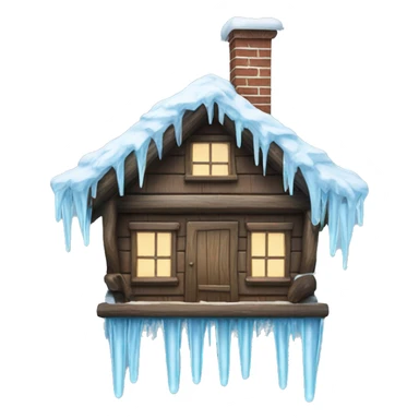 Icicles on a wooden house surrounded by trees  sticker