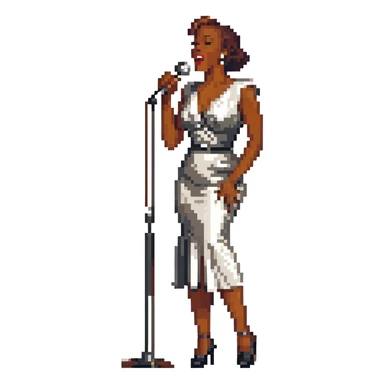 black jazz singer performing on stage, 1940s style sticker
