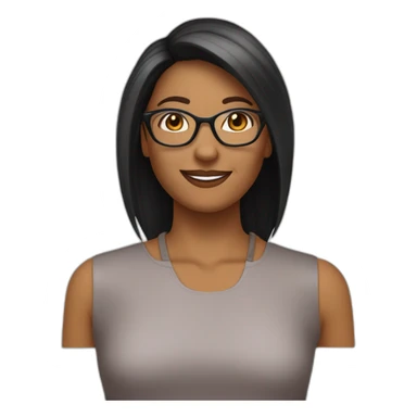 femme 55 ans cheveux noirs courts et lisses lunettes yeux bruns souriante peau claire sticker