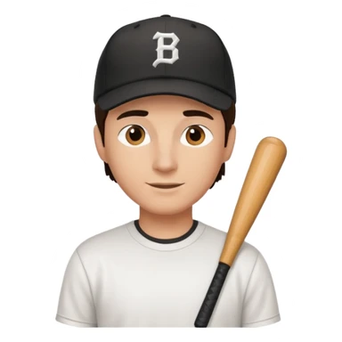 Male brunette movie producer black baseball hat white tshirt  sticker