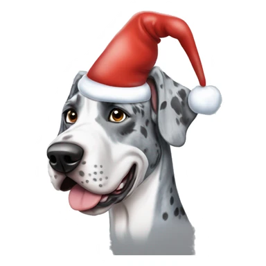 Blue Merle Great dane wearing Santa hat sticker