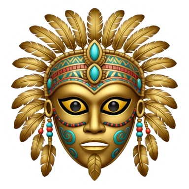 Tribal Feathery Voodoo Gold Aztec Mask  sticker
