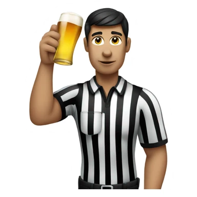Dark haired Football Referee drinking beer sticker