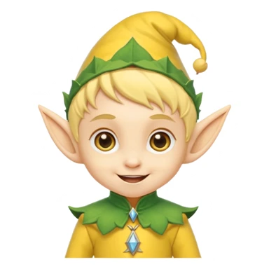 Tiny elf baby with pointy ears and hat, yellow outfit sticker
