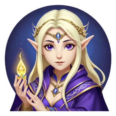 Cinematic Realistic WoW Elf Mage Portrait, head tilted epicly and inquisitively, showcasing a commanding presence and graceful arcane power. Her luminous, porcelain-like skin and delicate features, framed by an intricately detailed robe in deep blues and purples with golden accents, are rendered with lifelike clarity and dramatic, mystical lighting, high shine, epic and awe-inspiring, embodying the timeless magic of an elven mage poised to reshape destiny. sticker