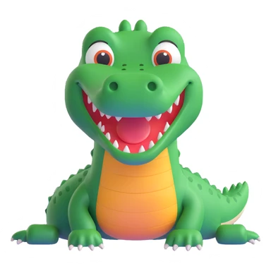 smiling crocodile, Microsoft Fluent style 3D emoji sticker