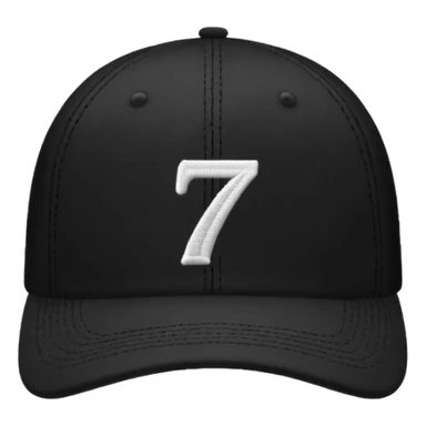 A black cap with 701 on the front  sticker