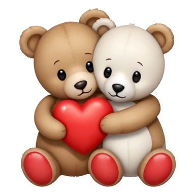 Teddy hugging another teddy with hearts sticker