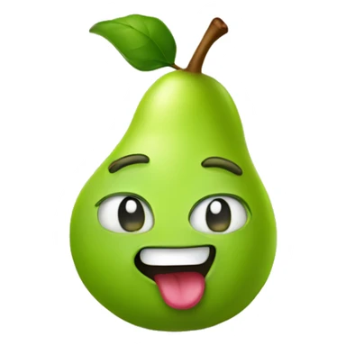 Green Cute pear with tongue sticker