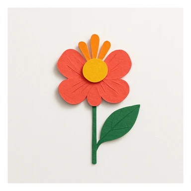 a single flower, paper craft style sticker