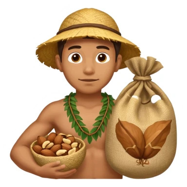 Native Hawaii man holding a sack of nuts sticker