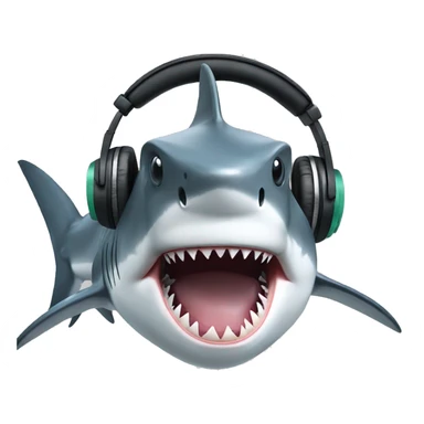 Shark with headphones sticker