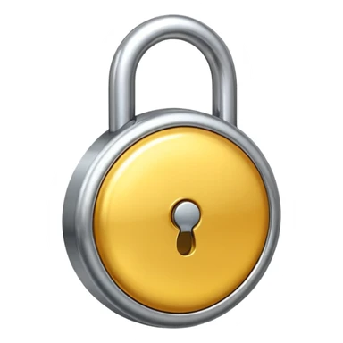 Chrome silver lock emoji, iOS emoji style, smooth metallic surface, rounded edges, reflective highlights, minimalistic sticker
