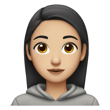 White Girl with Black hair and dark Brown eyes wearing a cozy pullover  sticker