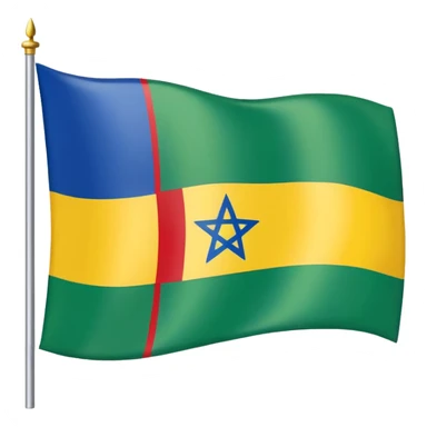 emoji-style Kabylie flag with blue, yellow, green stripes and a central red ⵣ (Yaz) symbol, vibrant and easily recognizable at small scale sticker