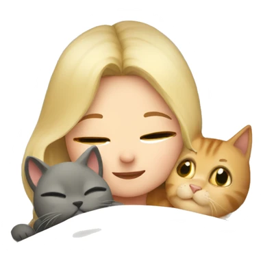 blonde girl cuddling a cat in bed sticker