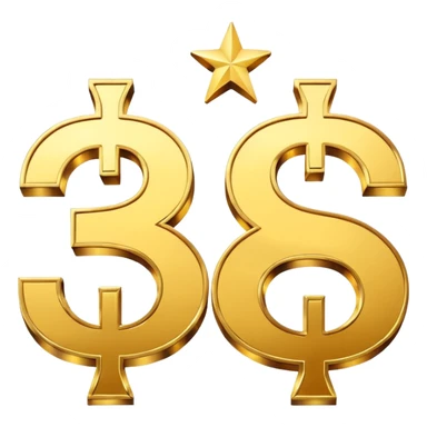 3 dollar sings together golden sticker