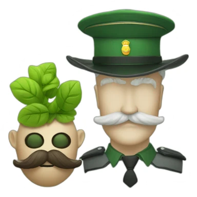 green man with mustash and a policecap and a rabit sticker
