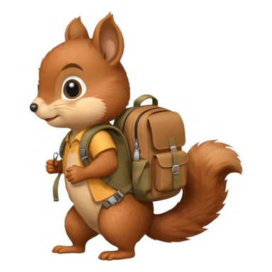 a squirrel walking with a backpack
 sticker