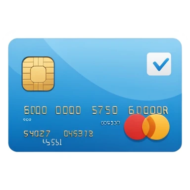 Apple style emoji of a credit card with a check mark, minimalistic, clean design, flat colors sticker