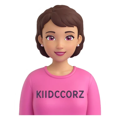 Lightskin girl with a pixie cut
pink blouse
hazel eyes
expression is smiling
Add the word Kidcore Creationz in Pink sticker
