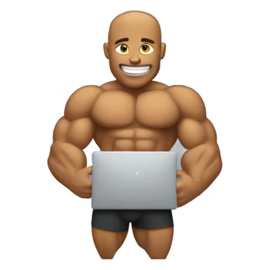 Body builder holding macbook sticker