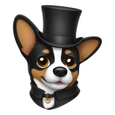 Black corgi westing Sherlock holmes costume sticker