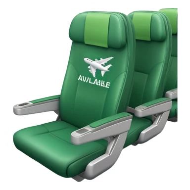 Airplane seat with green available sign sticker