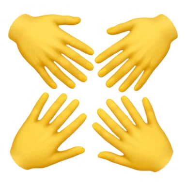 3 yellow hands face down in a circle about to say hurrah sticker