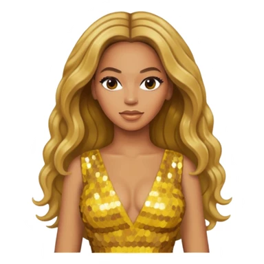 Beyonce with long dark blonde hair, yellow sequin dress sticker