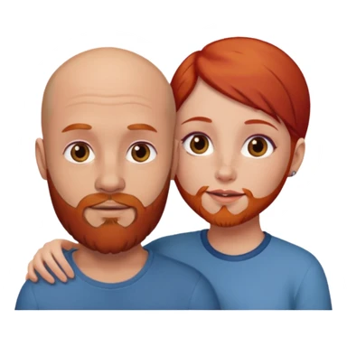 Très amoureux gars chauve barbe brune fille rousse sticker