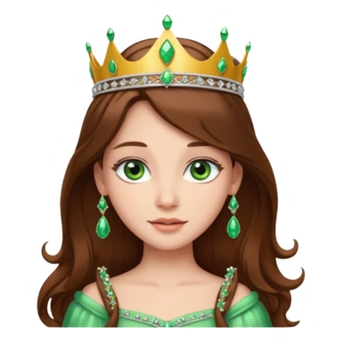 Princess with long brown hair green eyes sticker