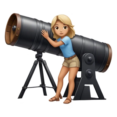 A girl inside the barrel of a canon, ready to be launched into the sky! sticker